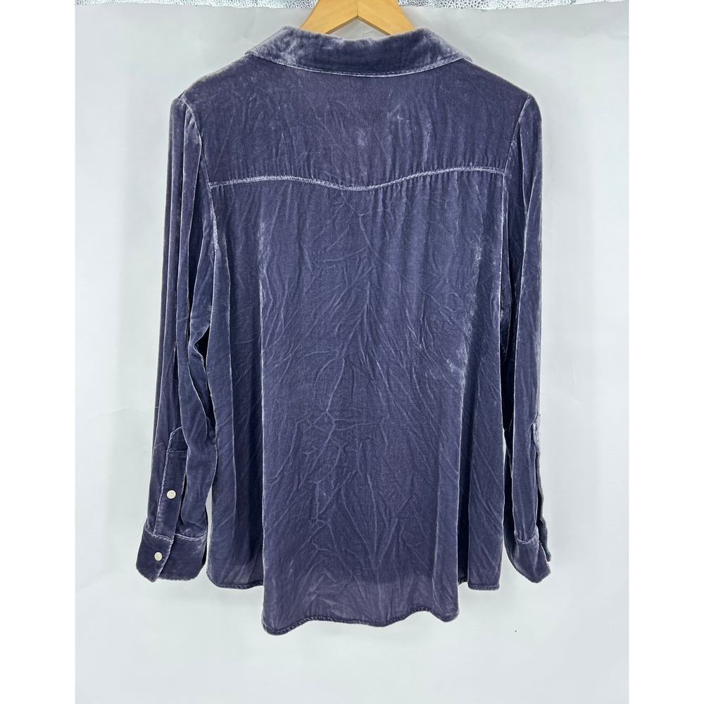 Sundance Cassity Velvet Button Down Shirt Womens S Purple Long Sleeve Pockets - Picture 3 of 5